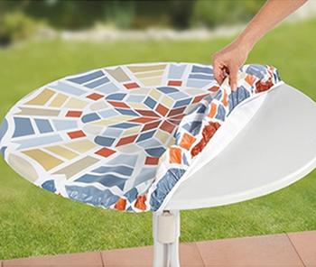 Spann-Tischdecke Mosaik rund