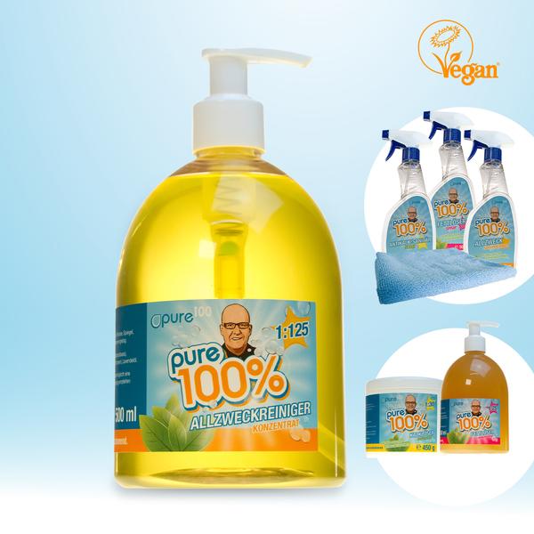 Pure100 Haushaltsreiniger inkl. 6tlg.-Reinigungssystem