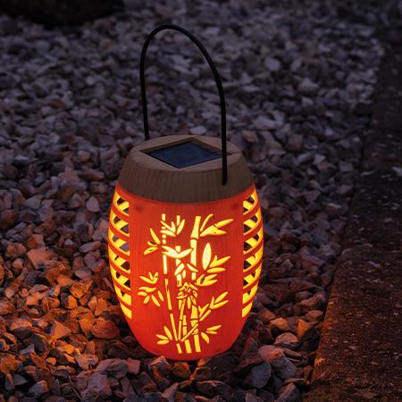 Lampe solaire design bambou
