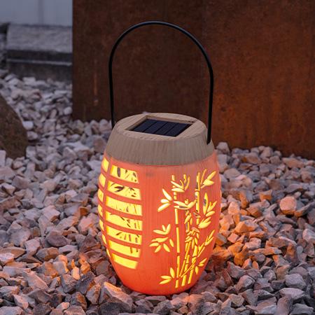 Lampe solaire design bambou